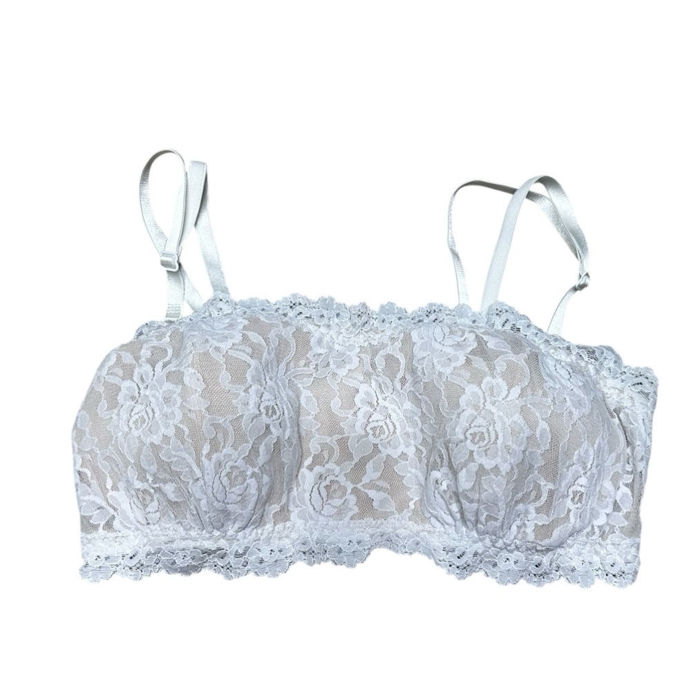 Hanky Panky White Spacer Bandeau Padded Lace Bralette Size Medium Sexy Bra - Picture 2 of 7